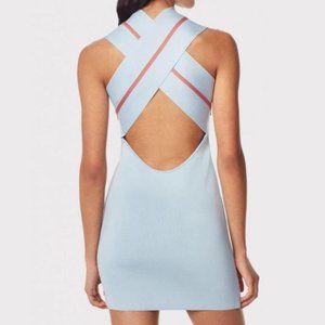 Hervè Leger Crossover Dress in Steel Blue NWT